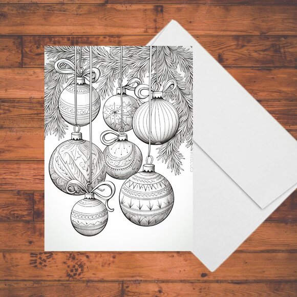 8 Christmas Coloring A7 Cards: DIY Holiday Greeting Card Kit with Envelopes - Picture 7 of 9